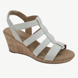 Rockport WOMEN'S BLANCA ELASTIC T-BAR SANDAL, Chalk, size 9.5, NWT